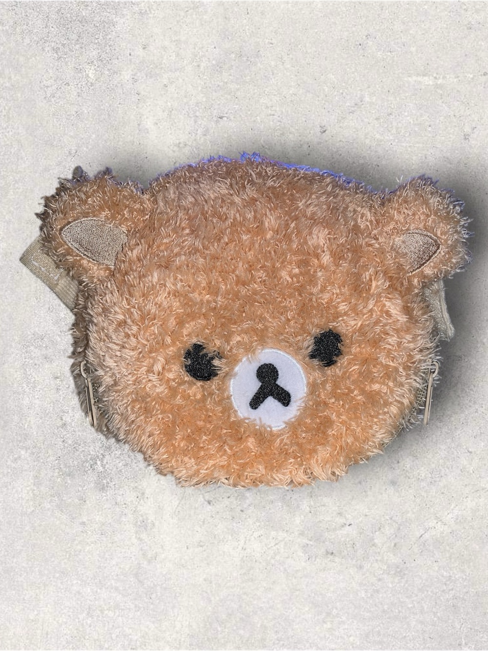Rilakkuma Plush Bear Face Cosmetic Pouch - Tan